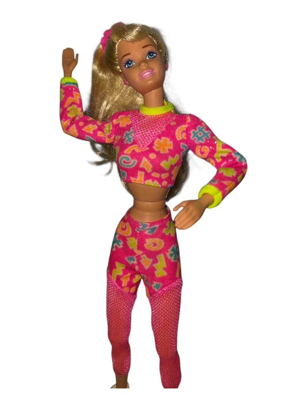 Mattel WORKING OUT Barbie 1996 Dressed w/ Shoes & Suction Cups